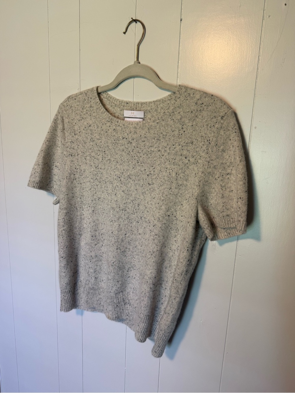 Cozy Short Sleeve Heathered Sweater - Neutral Speckled Ivory